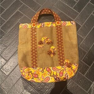 Boho Burlap & Paisley Tote Bag 🌻